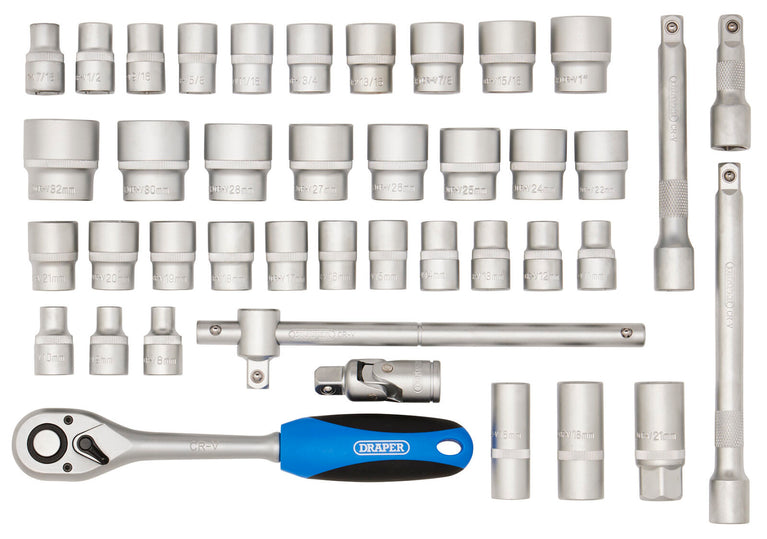 1/2" Doppenset INCH + metrisch, 41dlg