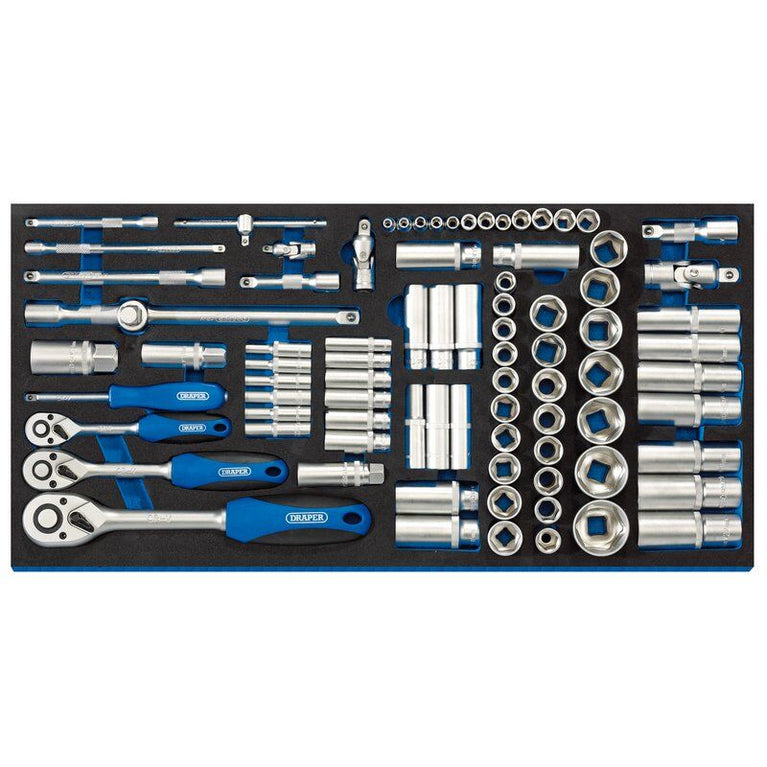 1/4"+3/8"+1/2" gereedschapset in FOAM, 84dlg