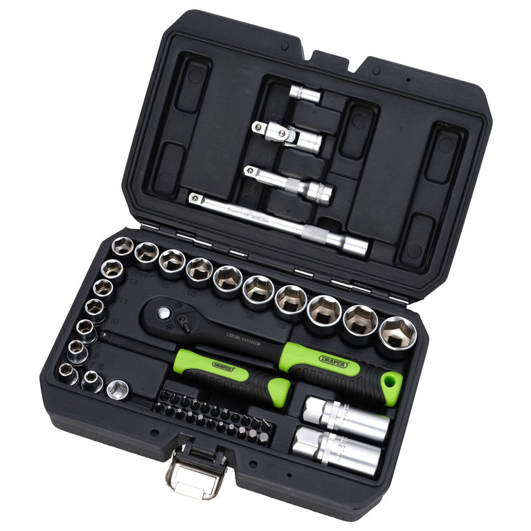 1/4 + 3/8" Doppen- en bitset, 48dlg