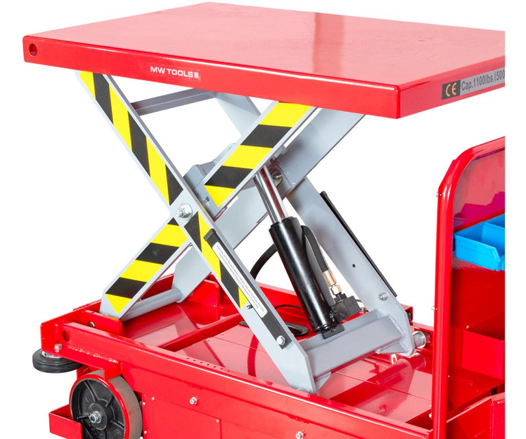 Zelfrijdende elektrische heftafel 500 kg H 1000 mm 1020 x 610 mm MW Tools