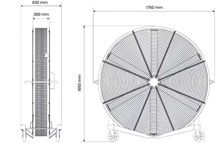 Industriële mobiele ventilator Ø1500mm 750W 220V MW Tools