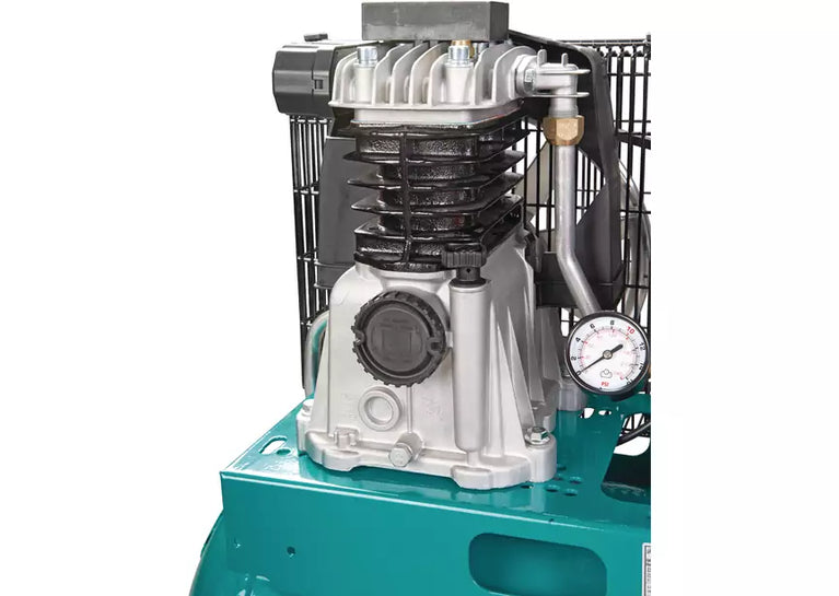 Mobiele compressor riemaandrijving met olie ketel 50 L 1,5 kW / 2 Pk 10 Bar 235 l/min 230V Aircraft
