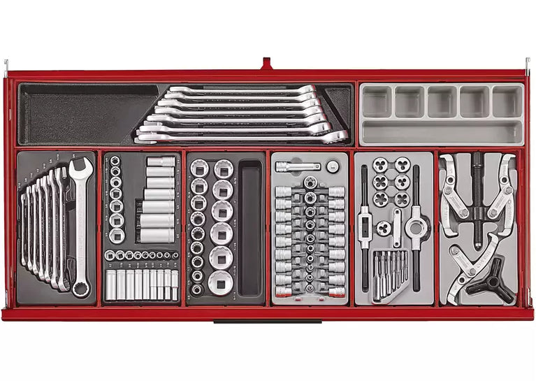 Gereedschapswagen rood midi master set 7 laden - 663-delig Teng Tools