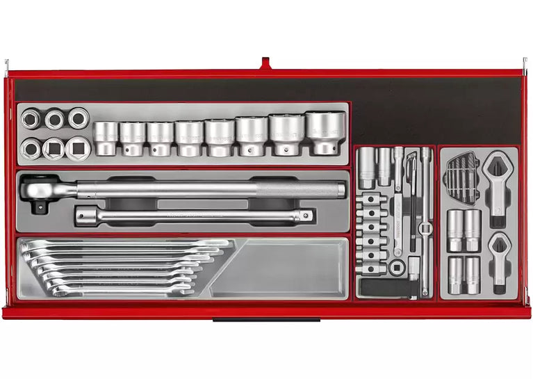 Gereedschapswagen rood midi master set 7 laden - 595-delig Teng Tools