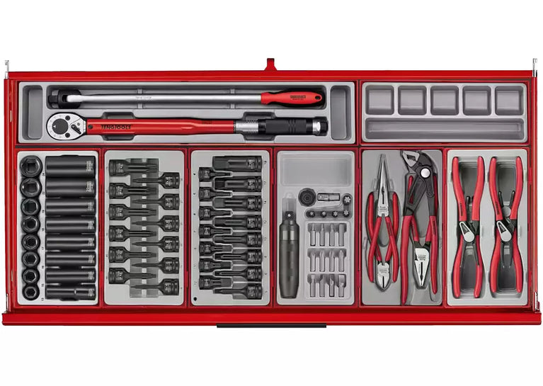 Gereedschapswagen rood midi master set 7 laden - 595-delig Teng Tools