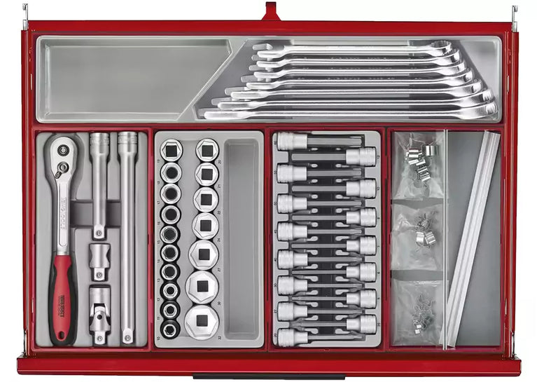 Gereedschapswagen rood mini master set 7 laden 516 delig Teng Tools