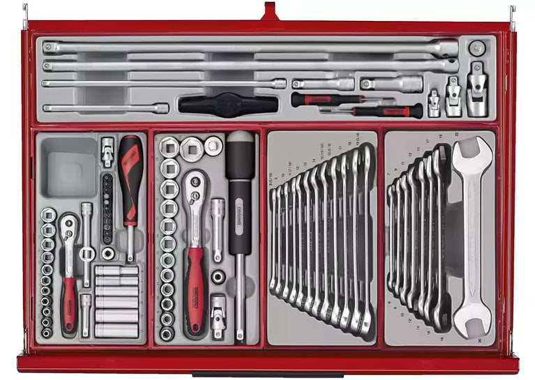 Gereedschapswagen rood mini master set 7 laden 516 delig Teng Tools