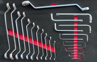 Silverstahl SV533 Profi Line Gereedschapswagen – 344-delig, 14 laden (Mat Zwart, Houten Werkblad)