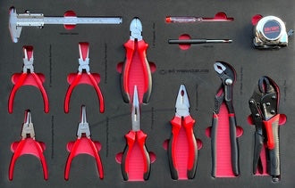 Silverstahl SV533 Profi Line Gereedschapswagen – 344-delig, 14 laden (Mat Zwart, Houten Werkblad)