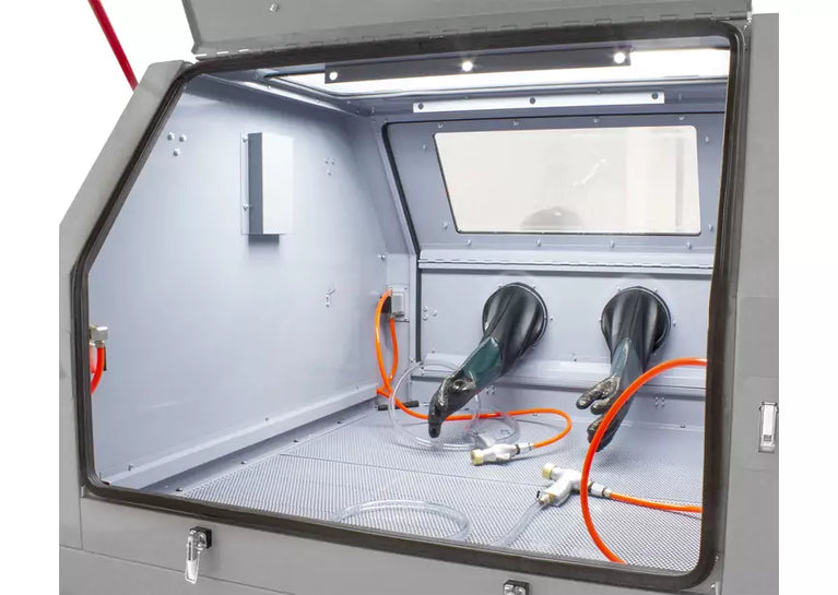 Straalcabine 1200 L pro dubbele werkpost met externe cyclonische afzuiging MW Tools