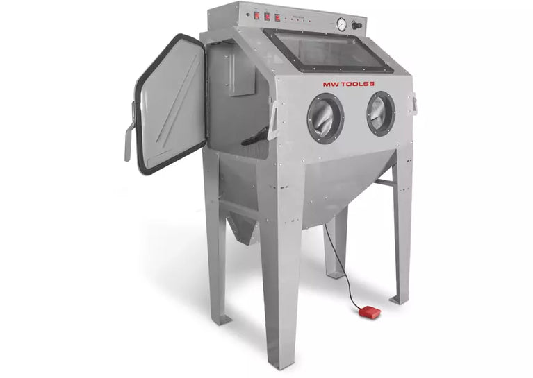 Straalcabine 350 L met externe cyclonische afzuiging en 2 straalkoppen MW Tools