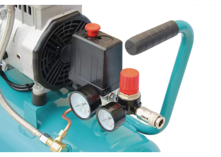 Mobiele compressor geluidsarm olievrij ketel 24 L 1,3 kW / 1,75 Pk 240 L/min 10 bar 230V Aircraft