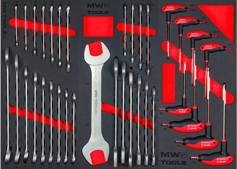 Gevulde robuuste gereedschapswagen STARTER 212-delig MW Tools