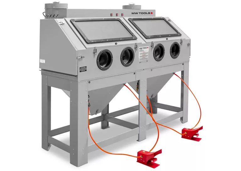 Professionele dubbele straalcabine 880 L met afzuiging MW Tools
