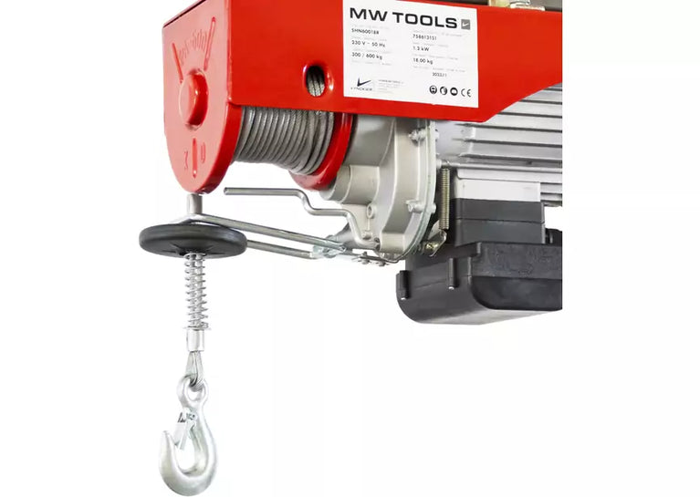 Elektrische kabeltakel 600 kg 18 meter draadloze bediening MW Tools