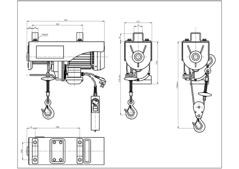 Elektrische kabeltakel 500/990kg 18 meter 230V MW Tools