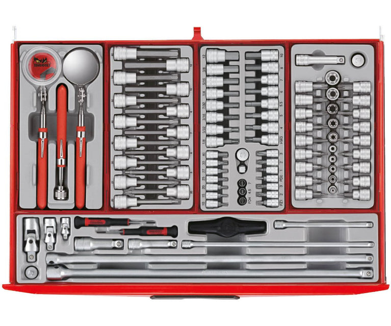 Gereedschapswagen rood mega master set 1011-delig Teng Tools
