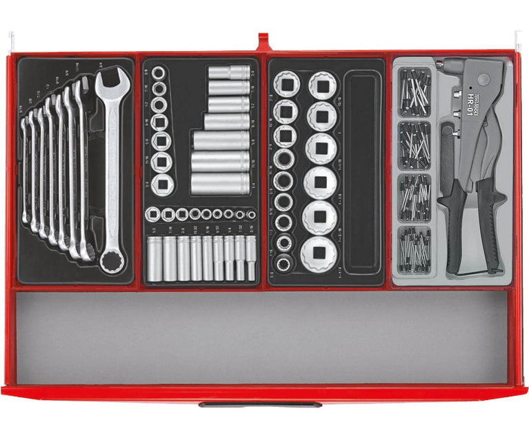 Gereedschapswagen rood mega master set 1011-delig Teng Tools
