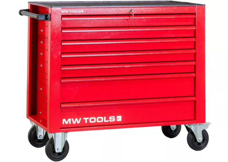 Gevulde rode brede gereedschapswagen XL 514-delig MW Tools