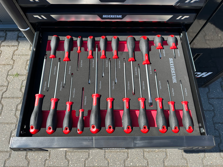 Silverstahl Tech Line Gereedschapwagen – 7 Gevulde Lades + Opbergvak