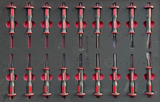 Silverstahl SV533 Profi Line Gereedschapswagen – 344-delig, 14 laden (Mat Zwart, Houten Werkblad)