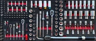 Silverstahl SV533 Profi Line Gereedschapswagen – 344-delig, 14 laden (Mat Zwart, Houten Werkblad)