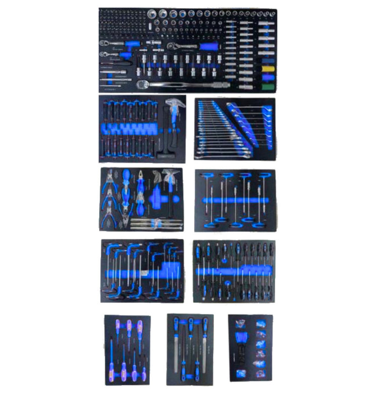 Silverstahl Solid Line Gereedschapswagen – 13 laden, 10 gevulde inlays (Massief Houten Werkblad, Professioneel)