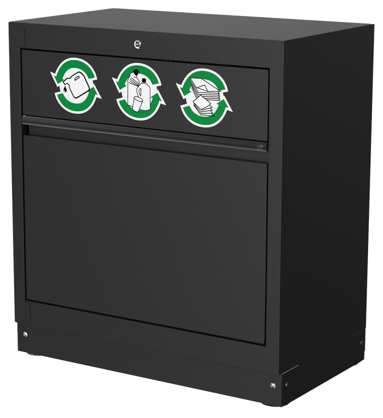 Onderkast met 3 recycle-/prullenbakken, zwart