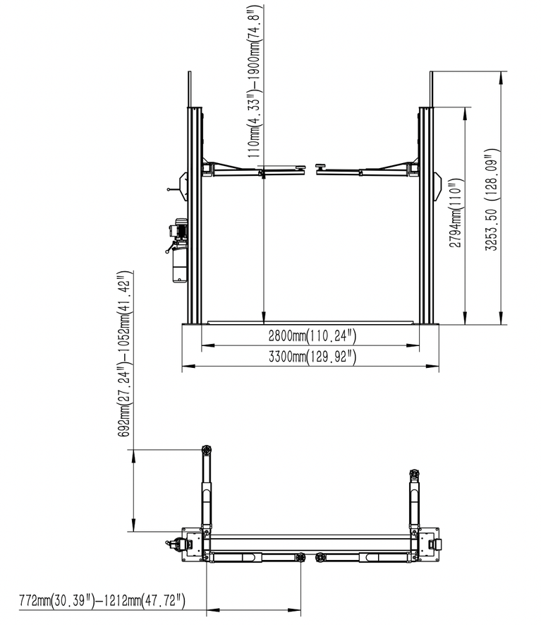 E-Plus 2040D 2-Koloms Hefbrug 4000 kg – 230V