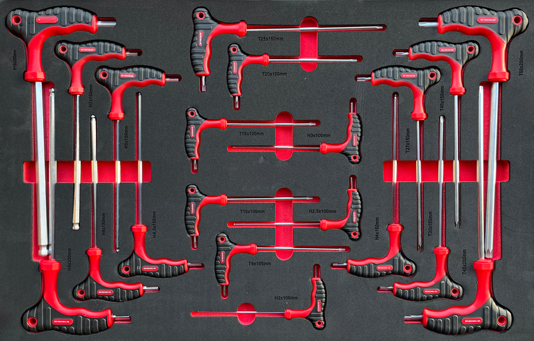 Silverstahl SV533 Profi Line Gereedschapswagen – 344-delig, 14 laden (Mat Zwart, Houten Werkblad)