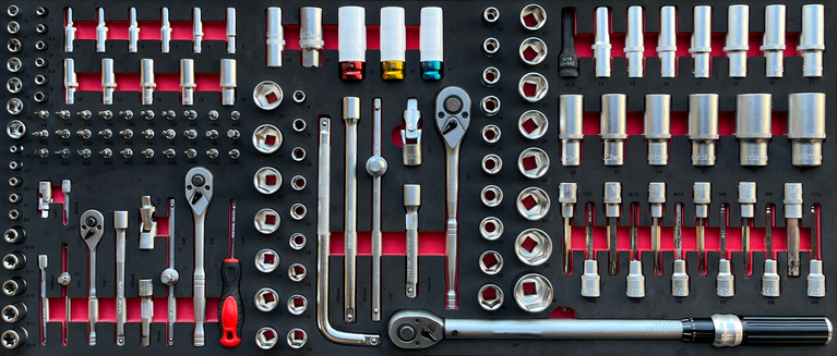 Silverstahl SV533 Profi Line Gereedschapswagen – 344-delig, 14 laden (Mat Zwart, Houten Werkblad)