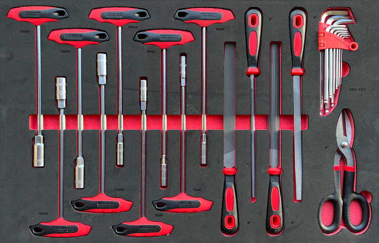 Silverstahl SV533 Profi Line Gereedschapswagen – 344-delig, 14 laden (Mat Zwart, Houten Werkblad)