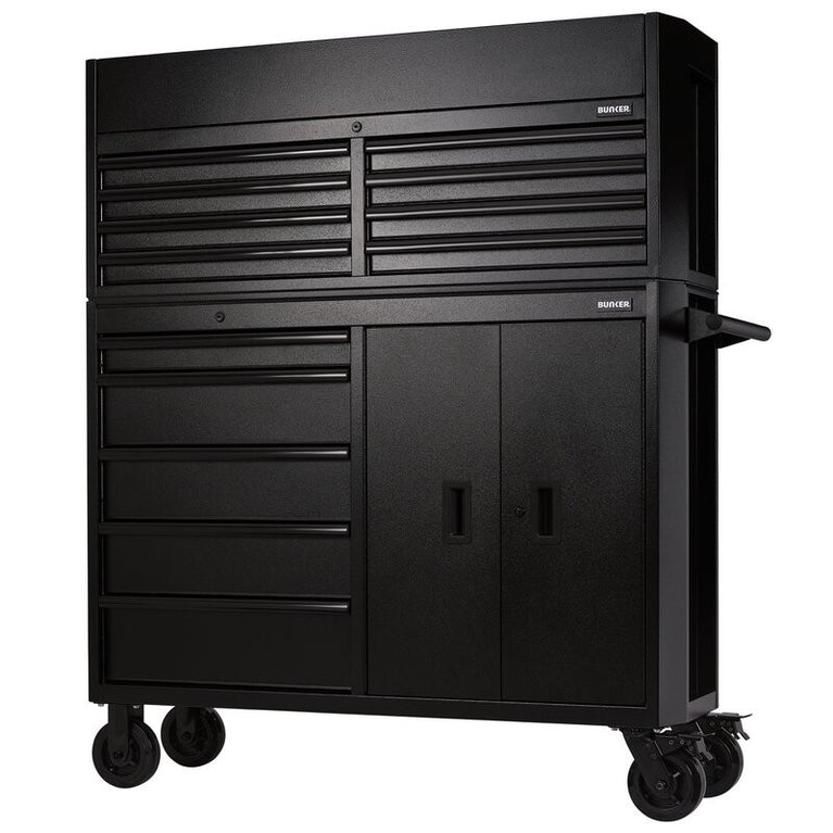 BUNKER Gereedschapswagen met topkoffer, 131cm, zwart