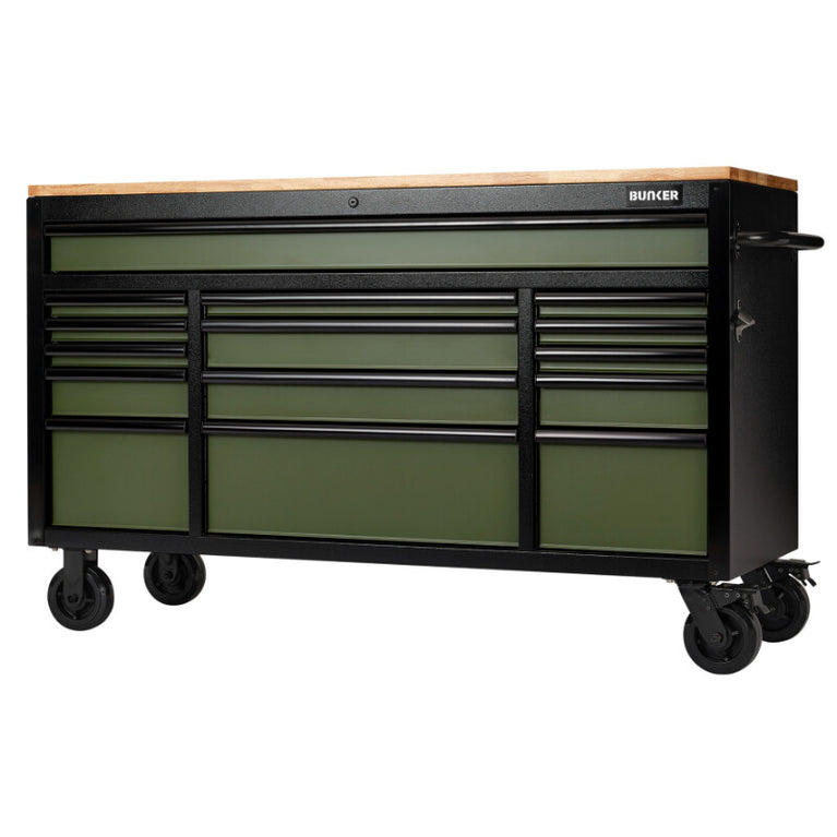 BUNKER Gereedschapswagen/werkbank, 155cm, groen