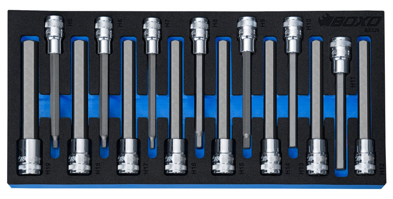 Lange Hex bit dopsleutelset, 1/2", 13-delig
