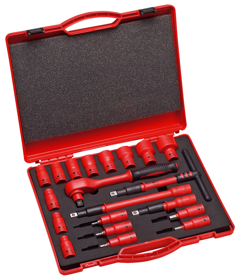 1/2" 1000 V Geisoleerde dopsleutelset 20-dlg.