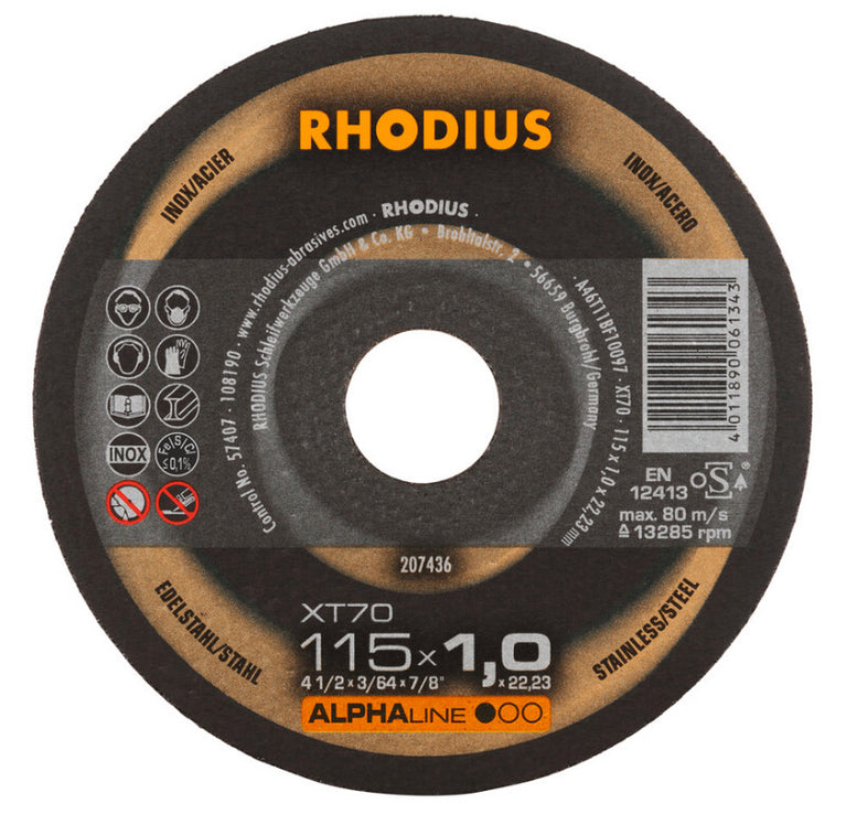 Doorslijpschijf Ø115x1x 22,23mm, blik à 10st