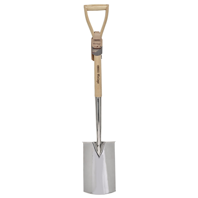 Draper Heritage roestvrijstalen spitspade met essenhouten steel