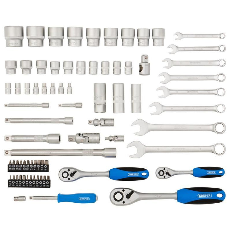 Gereedschapskoffer 1/4"+3/8"+1/2", 75dlg