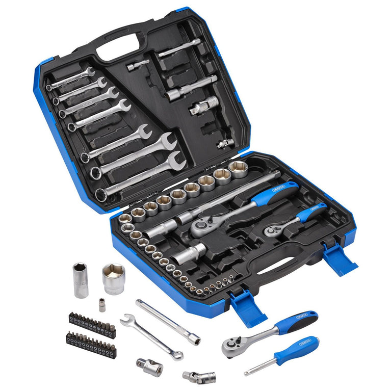 Gereedschapskoffer 1/4"+3/8"+1/2", 75dlg