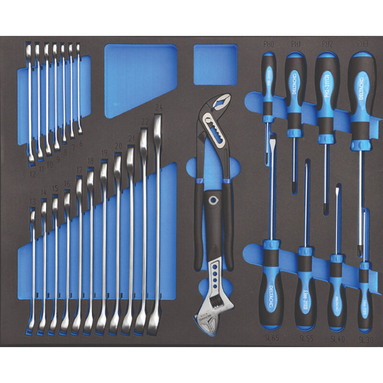 Gereedschapswagen D2-COMPACT + topkoffer, 5 laden gevuld in FOAM, 214dlg