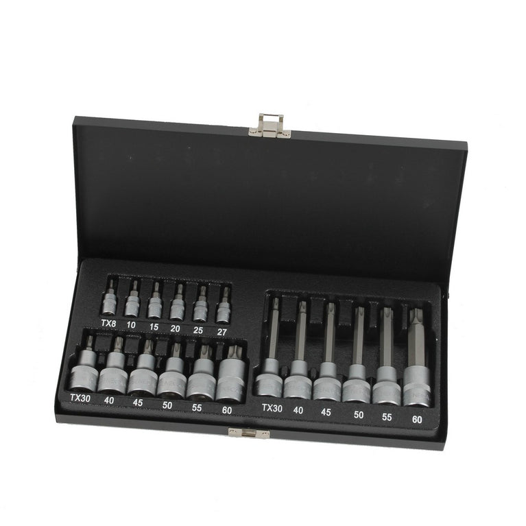 Torxdoppenset 1/4", 1/2" 18 delig-0
