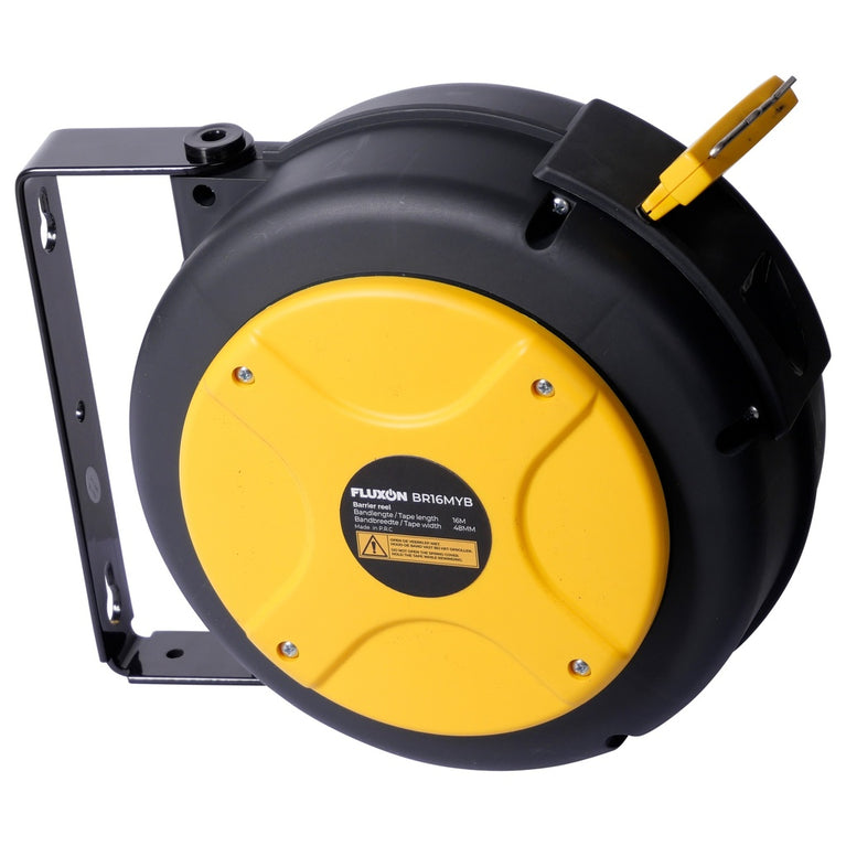 Fluxon haspel met afzetlint Geel/Zwart 16mtr-0
