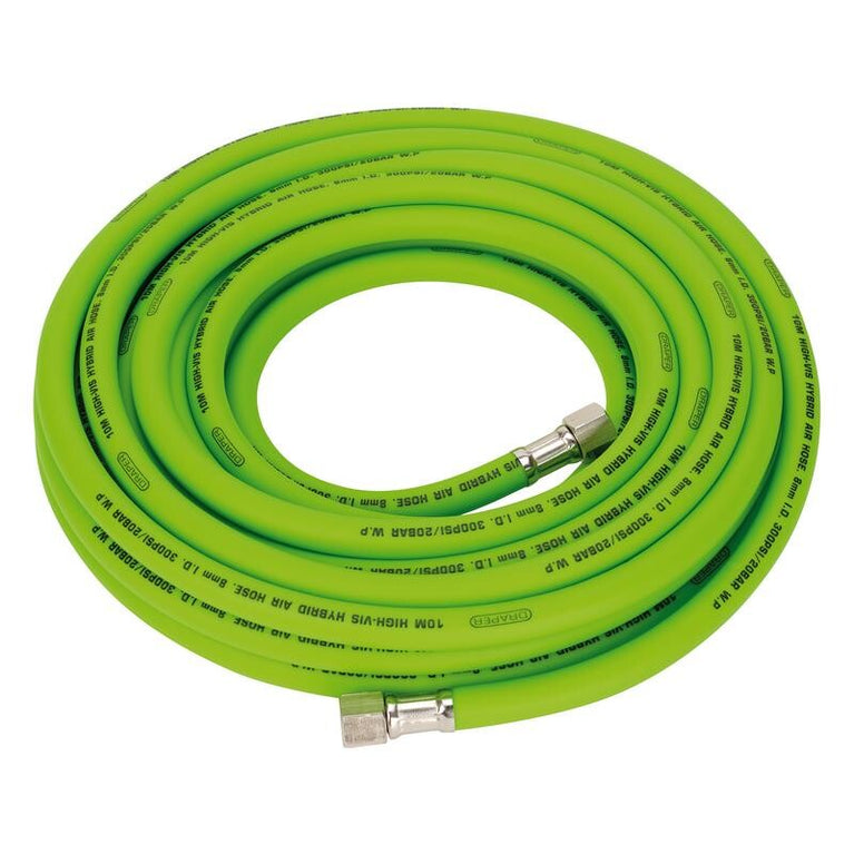 Luchtslang 8mm, high visibility, groen (1/4" draaibare aansl.), 10m