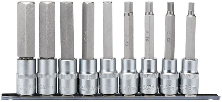 1/2" Doppenrail inbus lang, 9dlg