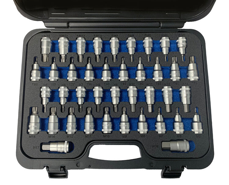 1/2" Doppenset torx/inbus/veeltand/ribe, 40dlg