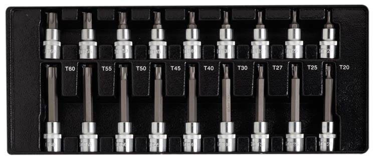 1/2" Doppenset torx, kort+lang, 18dlg, M-module