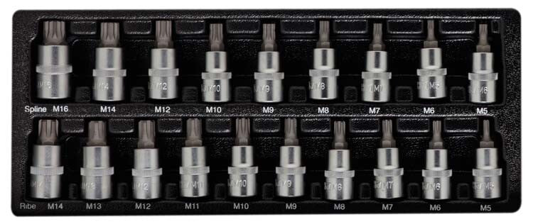 1/2" Doppenset veeltand/ ribe, 19dlg, S-module