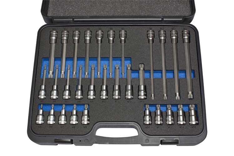 1/2" Doppenset veeltand/spline in koffer, 30dlg