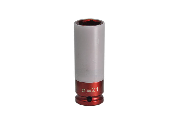 1/2" Krachtdop 21mm, lang dunwandig (rood)